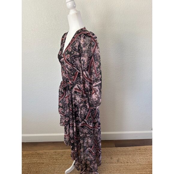 Eliza J Patchwork Print High Low Faux Wrap Dress Size 2 - Picture 5 of 10